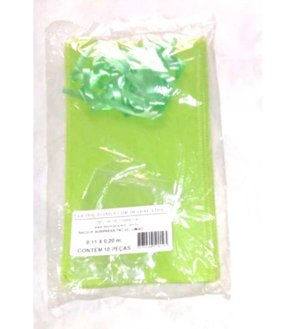Saco Em Tnt (11 cm X 20 cm) Verde Limao 10 Unidades